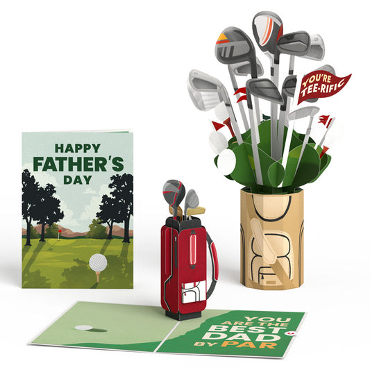 Best Dad by Par Father's Day Pop-Up Card & Bouquet Bundle