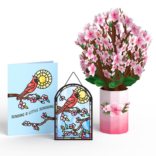 Sending Sunshine Cardinal Suncatcher Card & Pop-Up Bouquet Bundle