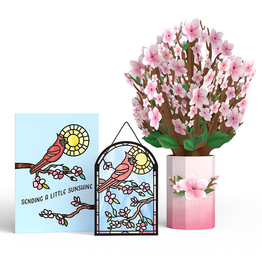 Sending Sunshine Cardinal Suncatcher Card & Pop-Up Bouquet Bundle