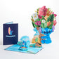 Disney's Stitch Birthday Pop-Up Card & Flower Buds Bouquet Bundle