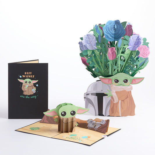 Star Wars™ The Mandalorian Grogu™ Birthday Pop-Up Card & Flower Buds Bouquet Bundle