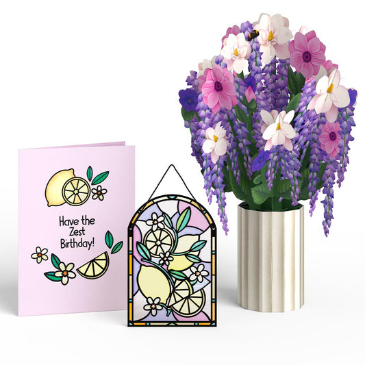 Have The Zest Birthday Suncatcher Card & Pop-Up Bouquet Bundle