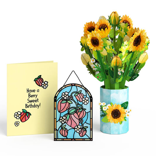 Berry Sweet Birthday Suncatcher Card & Pop-Up Bouquet Bundle