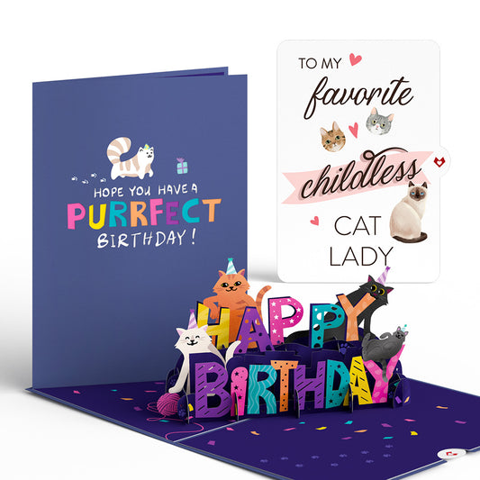 Happy Birthday Cats for the Childless Cat Lady Pop-up Cards