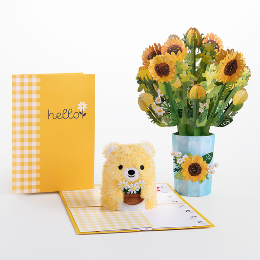 Daisy Greetings Plushpop Card and Bouquet Bundle