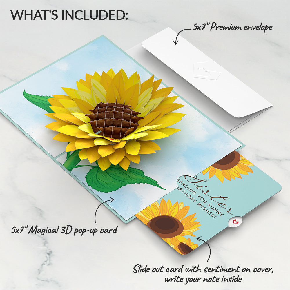 Sunflower Birthday Pop-Up Card and Sentiment Set for Sister