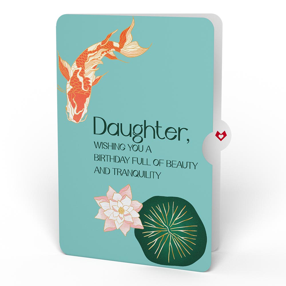 Koi Fish and Lotus Birthday Pop-Up Card and Sentiment Set for Daughter