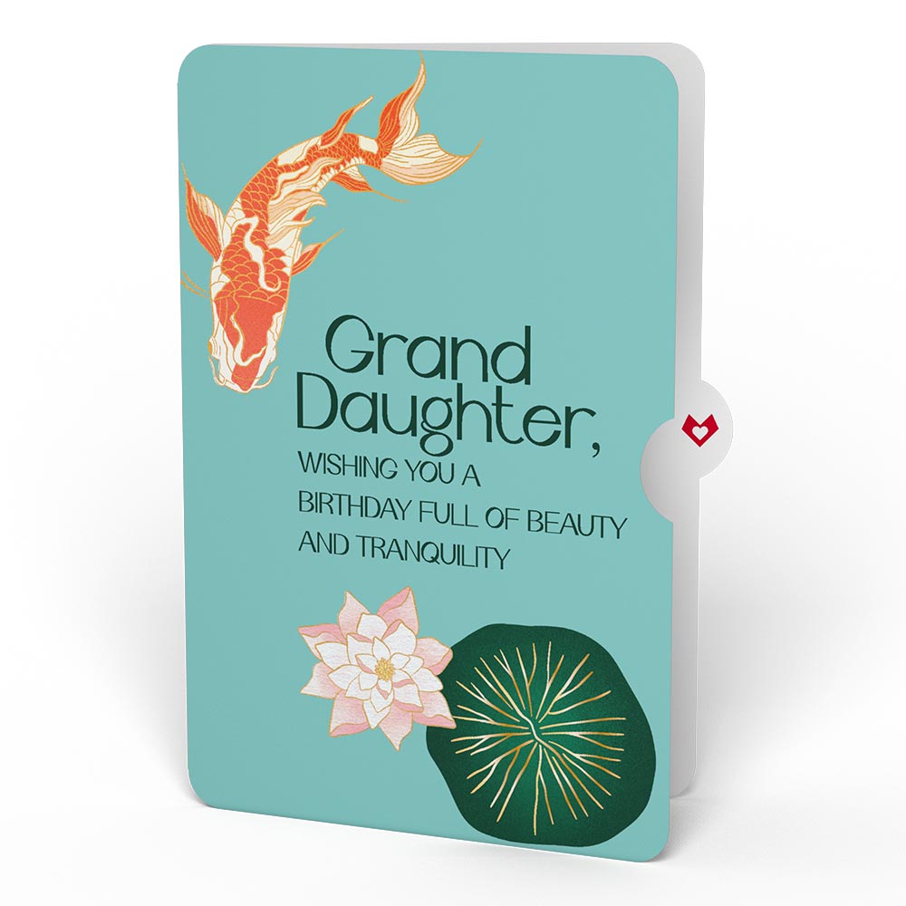 Koi Fish and Lotus Birthday Pop-Up Card and Sentiment Set for Granddaughter