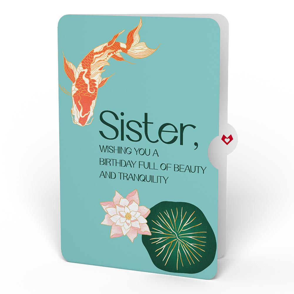 Koi Fish and Lotus Birthday Pop-Up Card and Sentiment Set for Sister