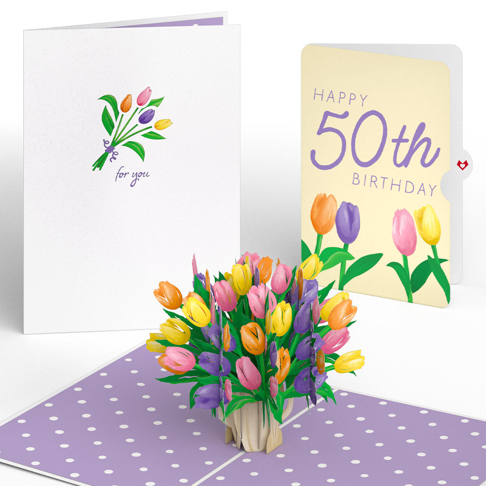 Tulips 50th Birthday Pop-Up Card and Sentiment Set