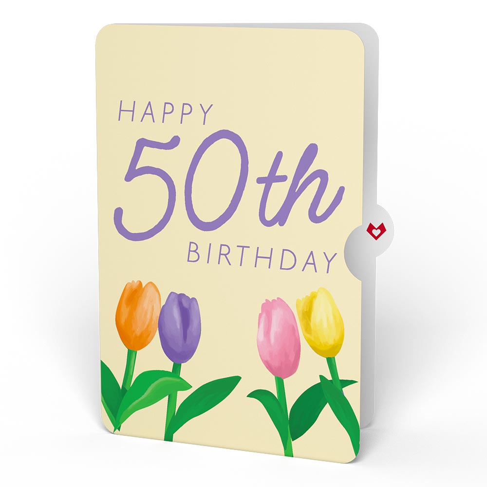 Tulips 50th Birthday Pop-Up Card and Sentiment Set