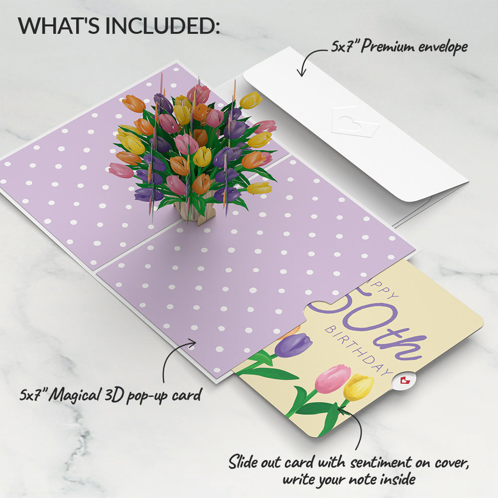 Tulips 50th Birthday Pop-Up Card and Sentiment Set