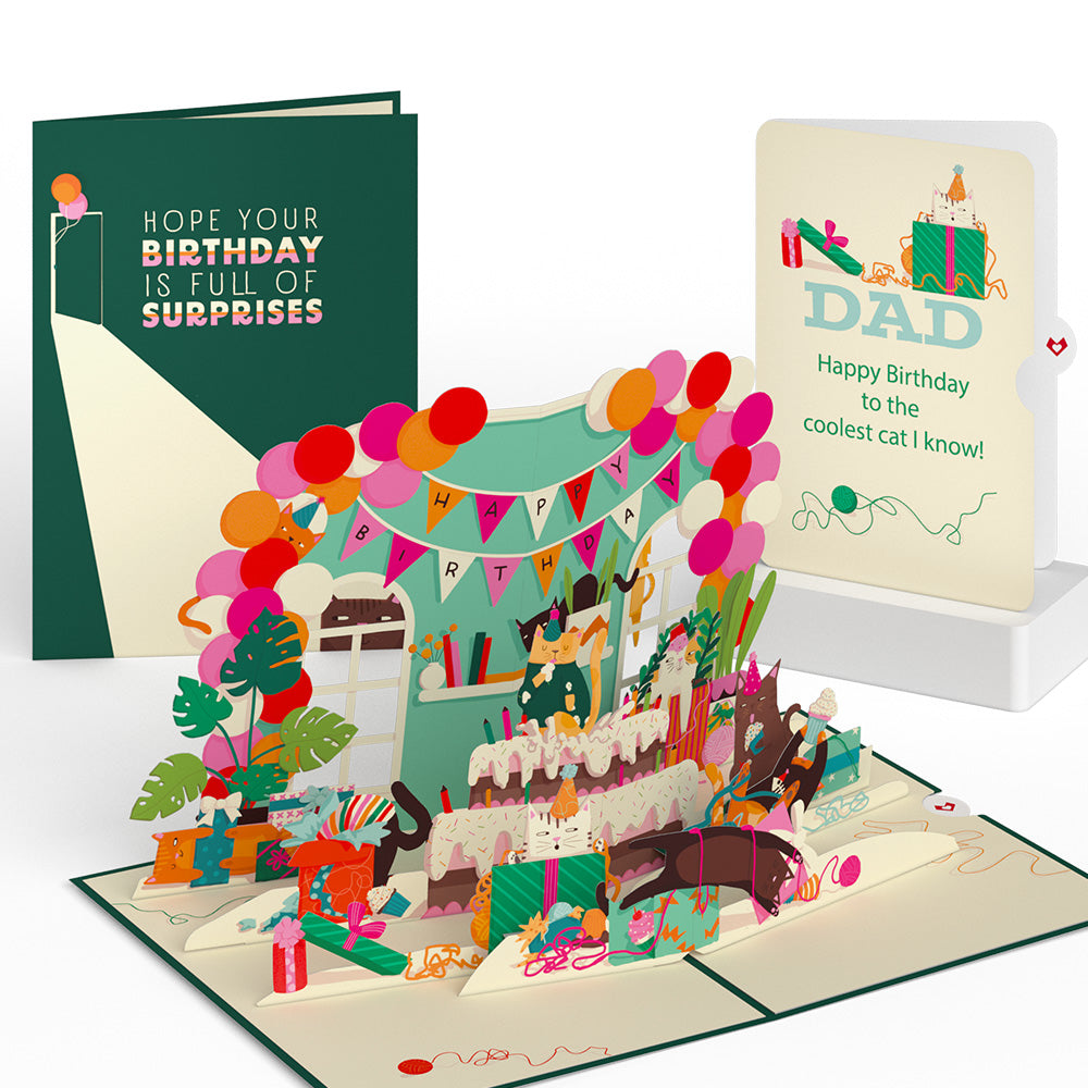 Party Cats Birthday Pop-Up Card and Sentiment Set for Dad