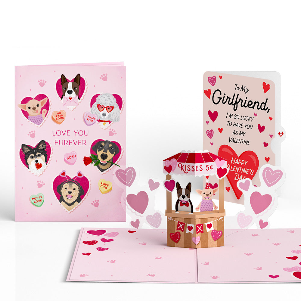 Love You Furever Dog Kisses Valentine Pop-Up Card and Sentiment Set for Girlfriend