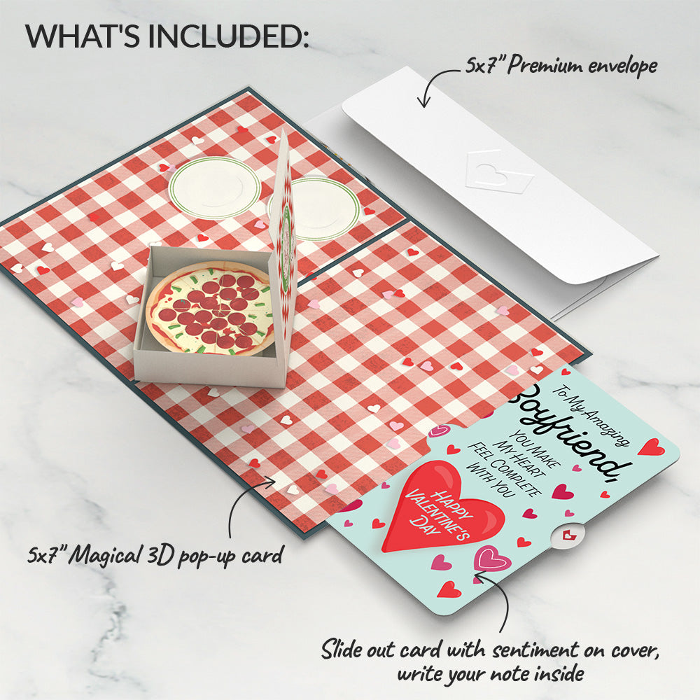 Pizza Love Valentine Pop-Up Card and Sentiment Set for Boyfriend