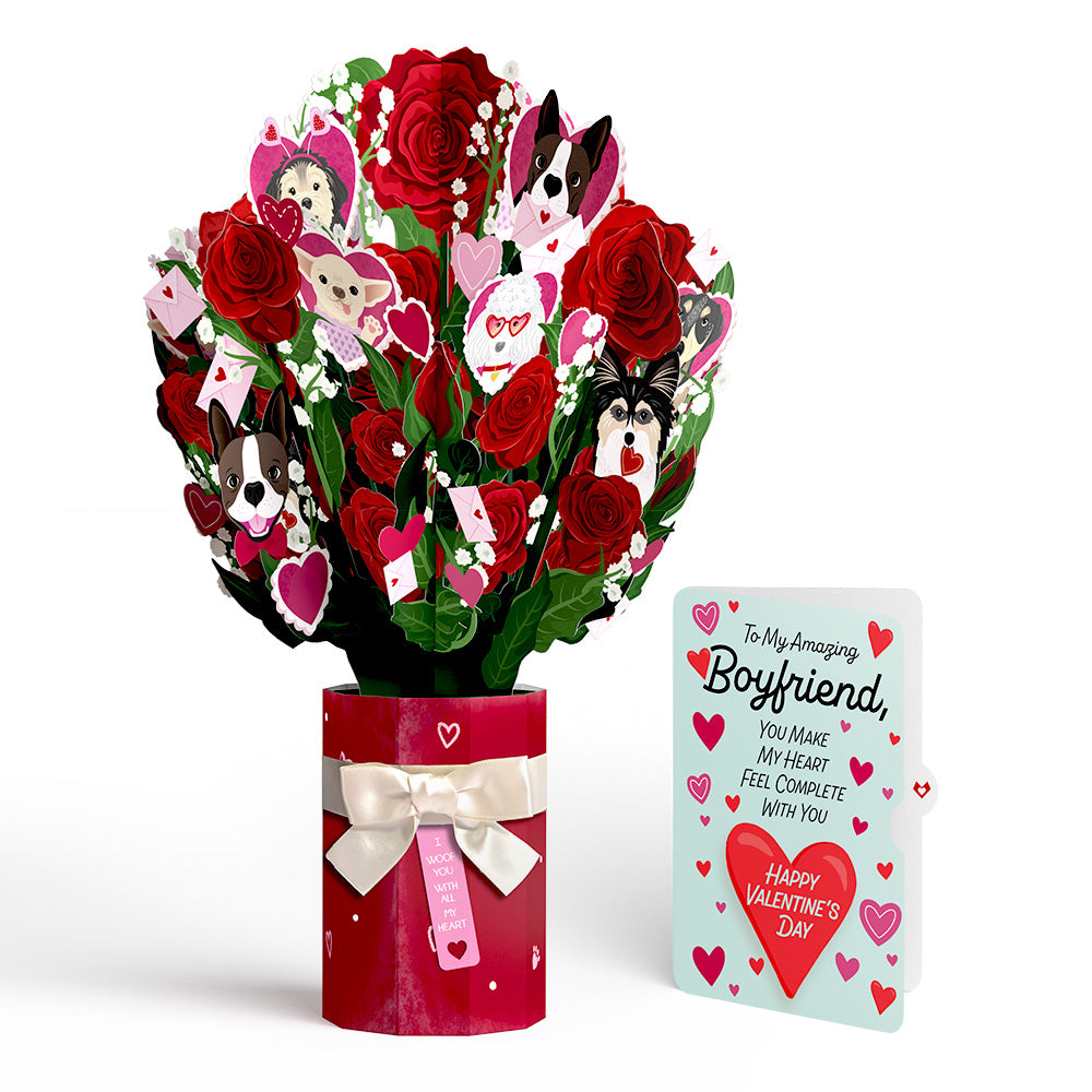 I Woof You Dog Valentine Bouquet and Sentiment Set for Boyfriend