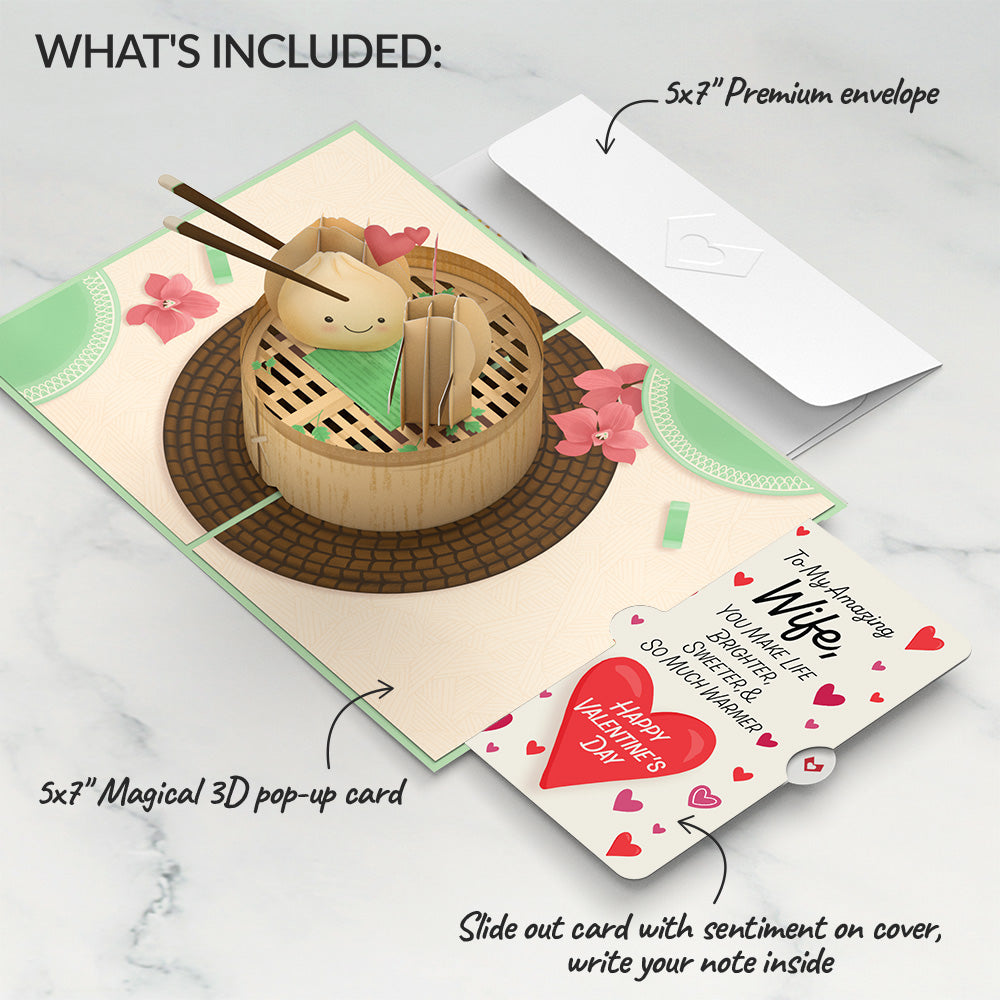 You're All That and Dim Sum Valentine Pop-Up Card and Sentiment Set for Wife