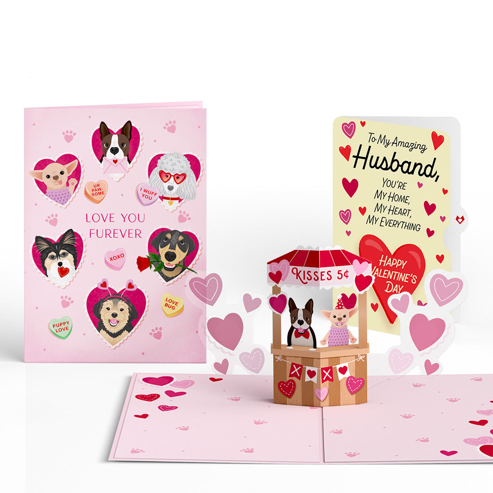 Love You Furever Dog Kisses Valentine Pop-Up Card and Sentiment Set for Husband