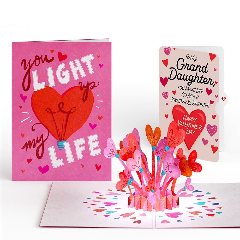 You Light Up My Life Valentine Pop-Up Card and Sentiment Set for Granddaughter