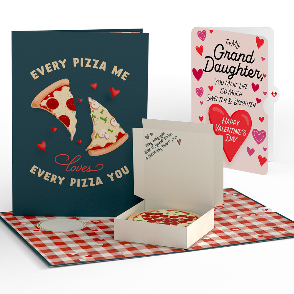 Pizza Love Valentine Pop-Up Card and Sentiment Set for Granddaughter