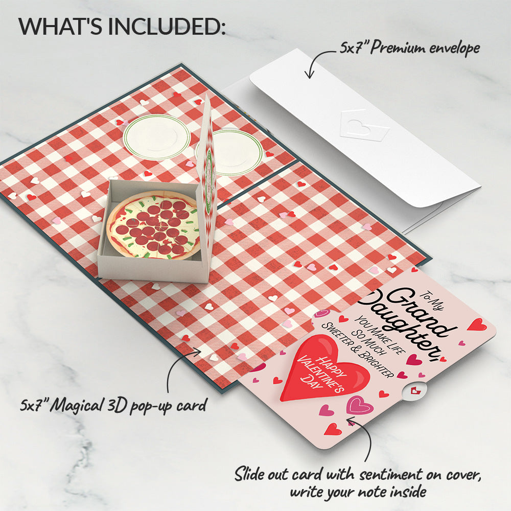 Pizza Love Valentine Pop-Up Card and Sentiment Set for Granddaughter