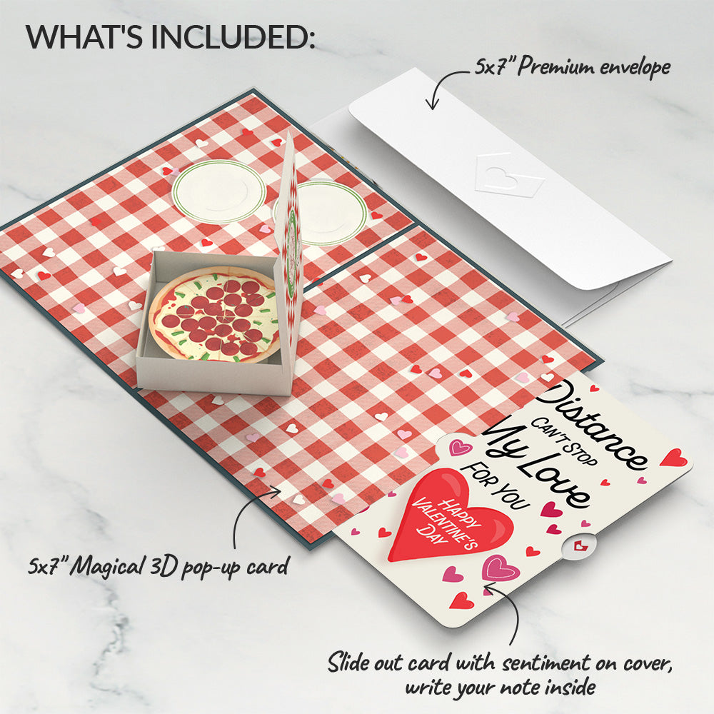 Pizza Love Distance Can't Stop My Love Valentine Pop-Up Card and Sentiment Set