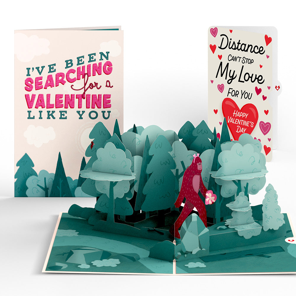 Searching for a Valentine Like You Bigfoot Distance Can't Stop My Love Pop-Up Card and Sentiment Set