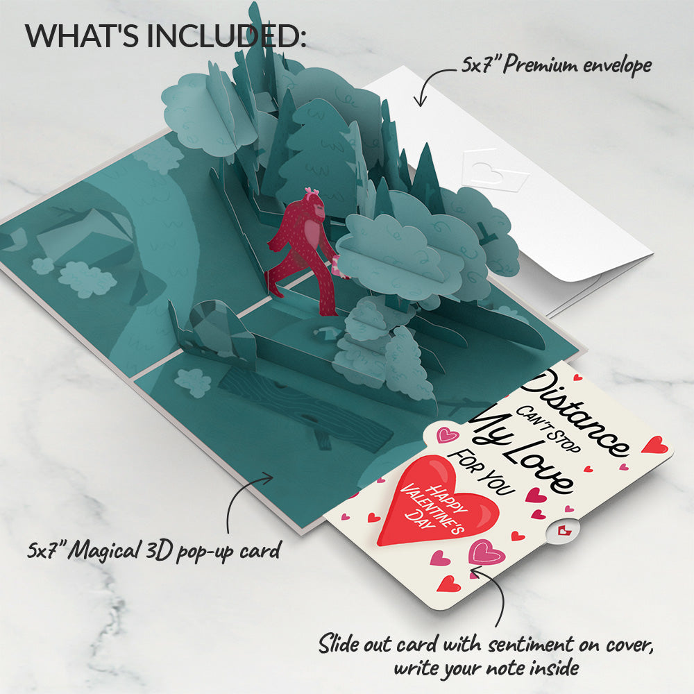 Searching for a Valentine Like You Bigfoot Distance Can't Stop My Love Pop-Up Card and Sentiment Set