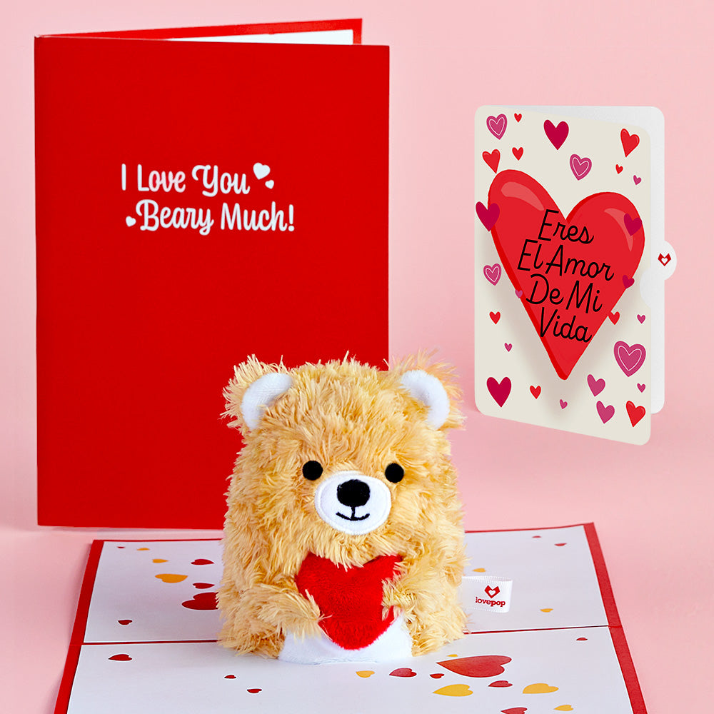 You're The Beary Best Eres El Amor De Mi Vida Valentine Plushpop Card and Sentiment Set