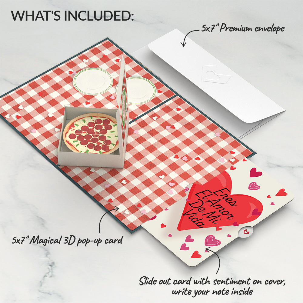 Pizza Love Eres El Amor De Mi Vida Valentine Pop-Up Card and Sentiment Set