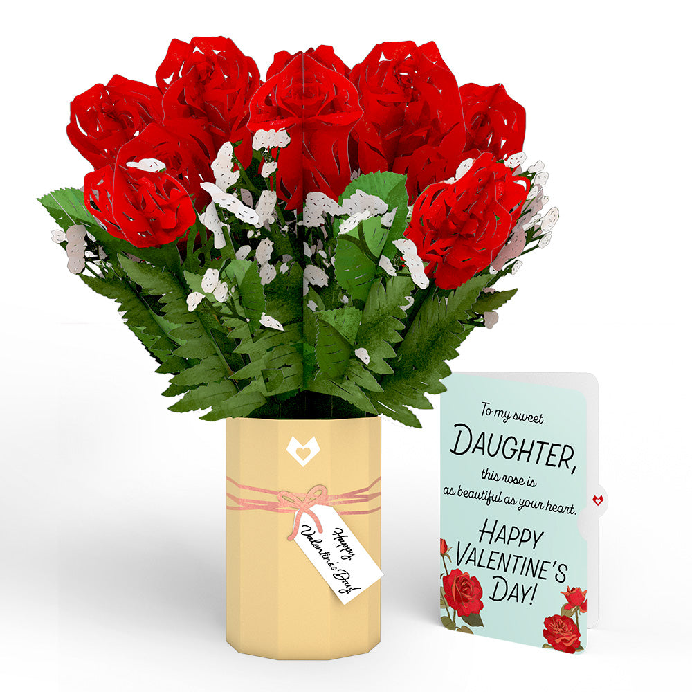 Valentine's Day Flower Bouquet and Sentiment Set for Daughter