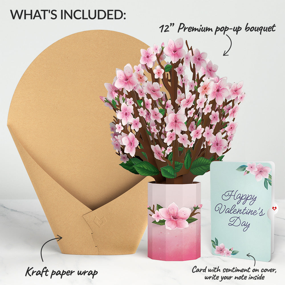 Cherry Blossom Valentine Bouquet and Sentiment Set