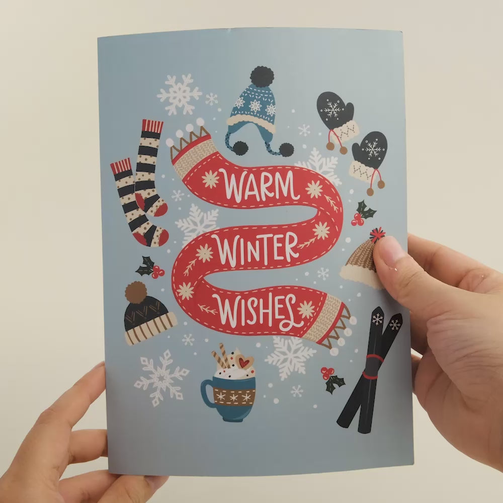 'Warm Winter Wishes' Holiday Penguin Plushpop Card