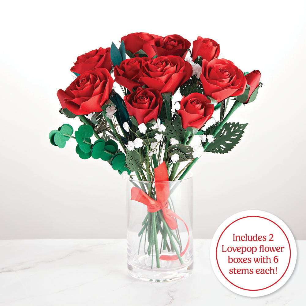 Handcrafted Paper Flowers: Roses (6 Stems) with Love Explosion Pop-Up –  Lovepop