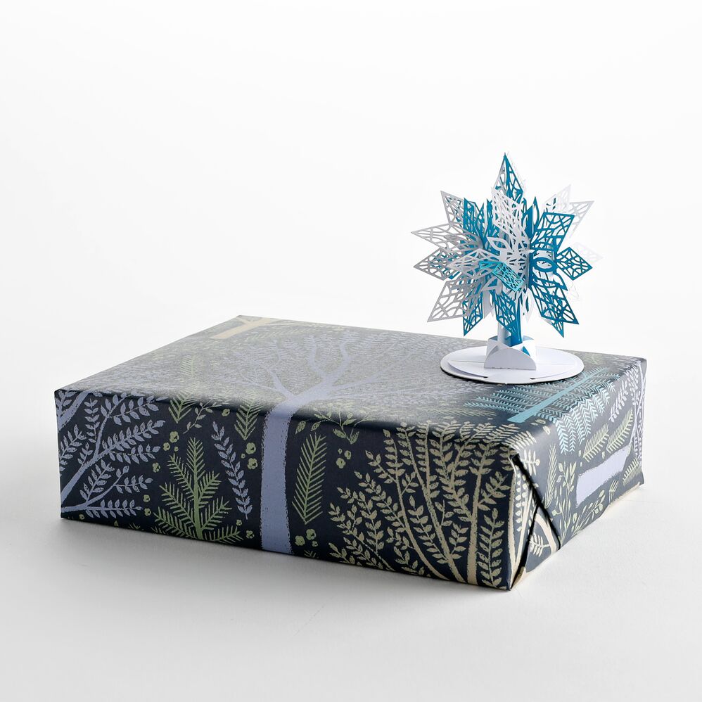 Royal Blue and Silver Wrapping Paper Fancy Hummingbird Gift Wrap