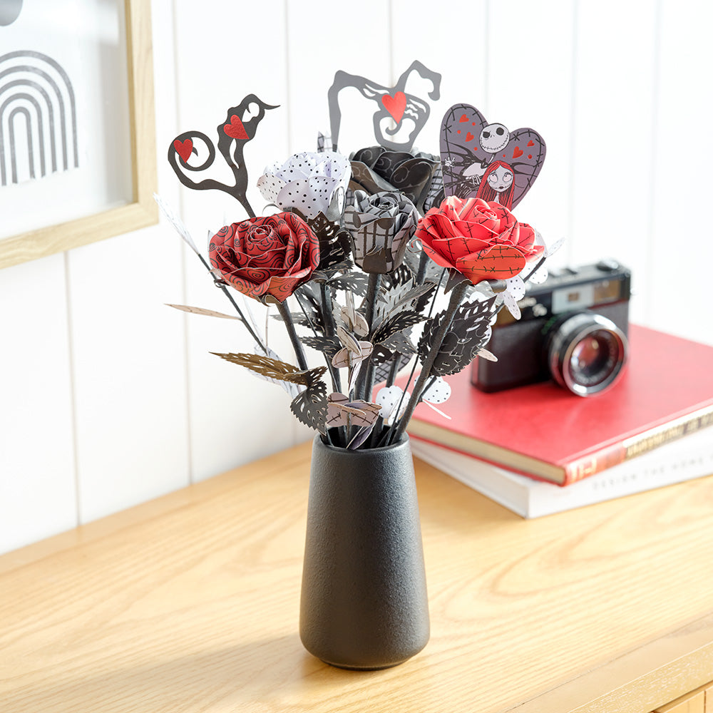 Handcrafted Paper Flowers: Disney Tim Burton's The Nightmare Before Christmas Eternally Yours Roses (6-Stem) with My Nightmare Come True Pop-Up Card