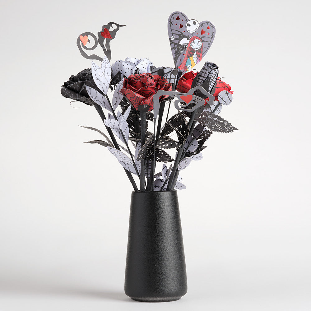 Handcrafted Paper Flowers: Disney Tim Burton's The Nightmare Before Christmas Eternally Yours Roses (6-Stem) with My Nightmare Come True Pop-Up Card