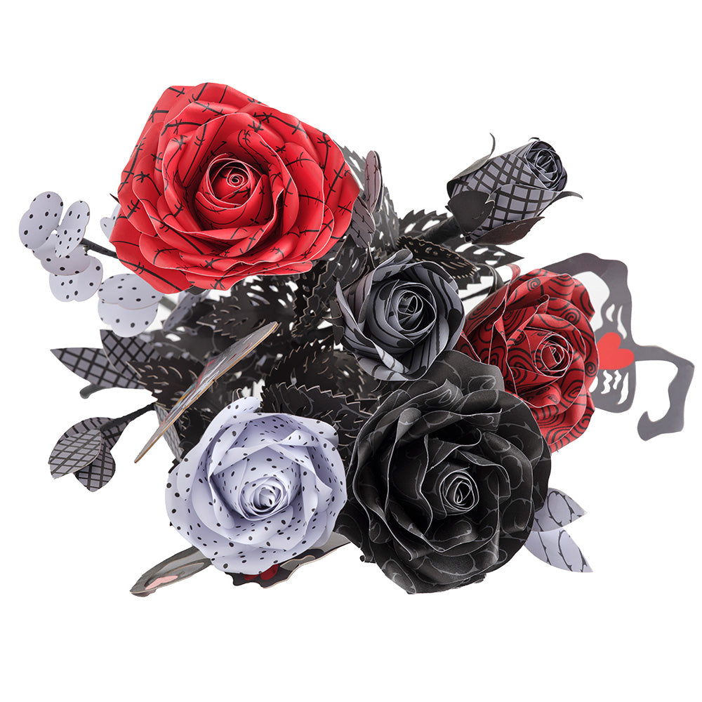 Handcrafted Paper Flowers: Disney Tim Burton's The Nightmare Before Christmas Eternally Yours Roses (6-Stem) with My Nightmare Come True Pop-Up Card