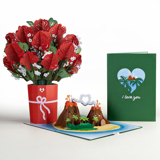 Lovepop Watercolor Roses and Butterflies Pop-Up Bouquet, 10.25 X 7.5”,  Paper Flower Bouquet, 3D Popup Paper Flower, Greeting Cards with Note Card